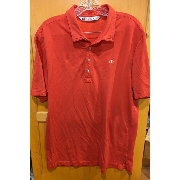Travis Matthew Polo Shirt‎ Mens Large Red Short Sleeve Red 4 Button - Picture 1 of 4
